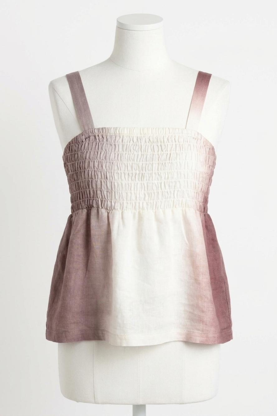 NEW XCVI katina smocked bust babydoll top in motley ombre paraph